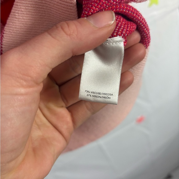 Ann Taylor Pink Red Purple Plaid Short Sleeve Sweater Top - Picture 9 of 14